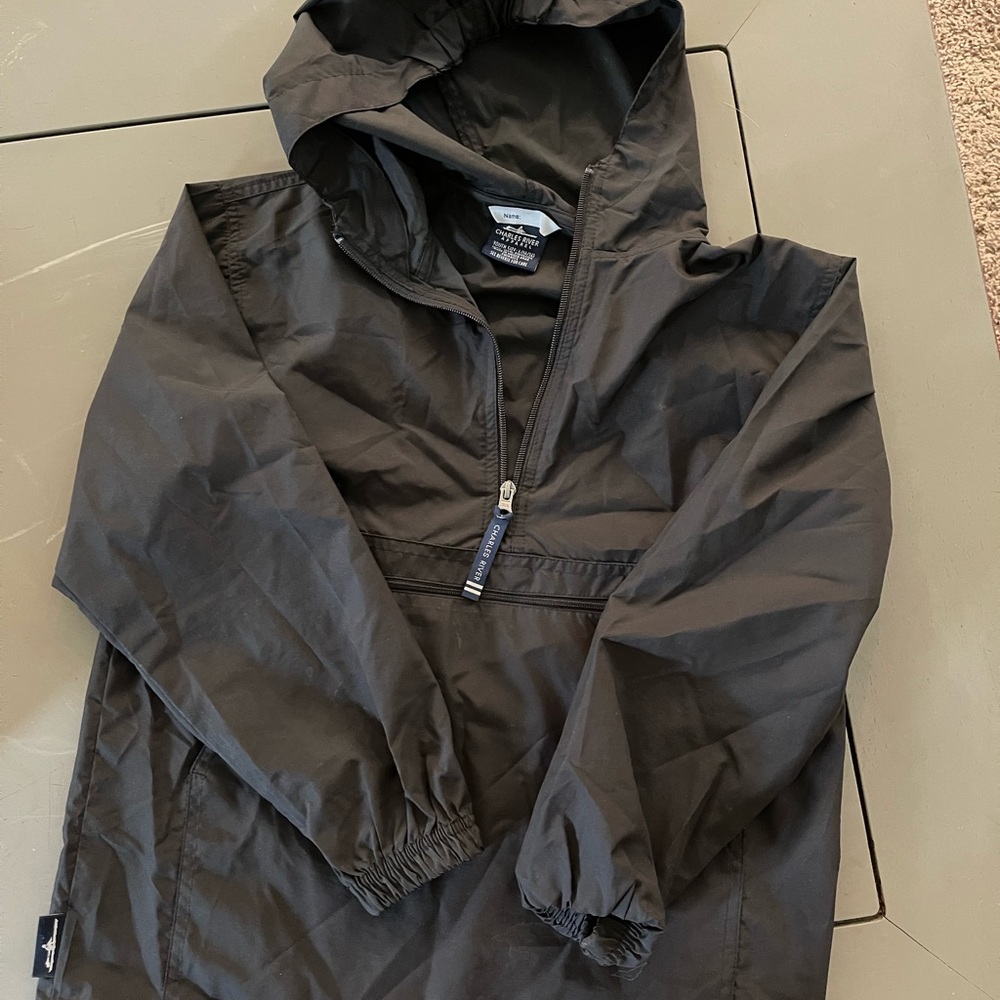 Youth Charles River pull over rain jacket, black, size extra large